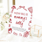 赤いイタリアン手が描いたママのお腹 台座サイン