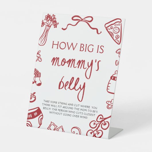 赤いイタリアン手が描いたママのお腹 台座サイン (正面)