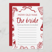 赤いイタリアン手が新婦の試合の年を描いた 招待状 (正面/裏面)