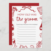 赤いイタリアン手が新郎の試合の年を描いた 招待状 (正面/裏面)