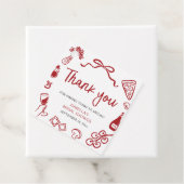 赤いイタリアン ハンドドローンピザパスタ ブライダルシャワー フェイバータグ (インサイチュ)