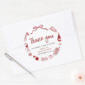 赤いイタリアン ハンドドローンピザ パスタ ブライダルシャワー ラウンドシール (封筒)