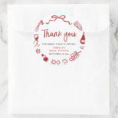 赤いイタリアン ハンドドローンピザ パスタ ブライダルシャワー ラウンドシール (バッグ)