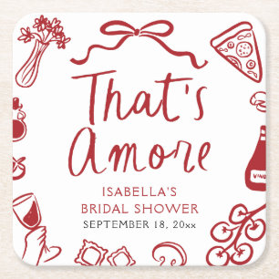 赤いイタリアン　That's Amore ピザ パスタ ブライズシャワー スクエアペーパーコースター