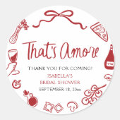 赤いイタリアン　That's Amore ピザ パスタ ブライズシャワー ラウンドシール (正面)