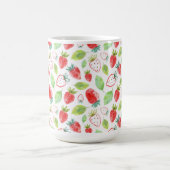 赤いイチゴと緑のコーヒ葉ー コーヒーマグカップ (中央)