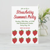 赤いイチゴのフルーツイチゴの夏のパーティー 招待状 (スタンド正面)