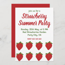 赤いイチゴのフルーツイチゴの夏のパーティー 招待状