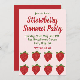 赤いイチゴのフルーツイチゴの夏のパーティー 招待状
