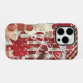 赤いイチゴのリボンコラージュケース | かわいい美意識 iPhoneケース (裏面横)