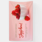 赤いイチゴの写真 夏のブランチ 誕生日パーティー 横断幕 (縦)