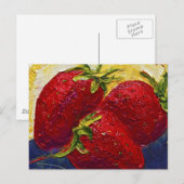 赤いイチゴの果物絵画 ポストカード (正面/裏面)