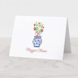 赤いイチゴの水彩チンオワズリーベース サンキューカード