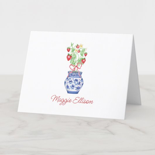 赤いイチゴの水彩チンオワズリーベース サンキューカード