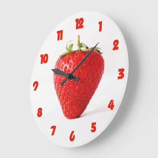 赤いイチゴの脂肪の赤い数字1個 ラージ壁時計 (傾斜)