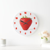 赤いイチゴの脂肪の赤い数字wcの弧 ラージ壁時計 (ホーム)