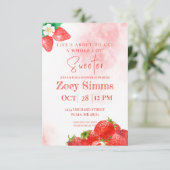赤いイチゴをテーマにしたシャワー招待状 招待状 (スタンド正面)