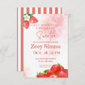 赤いイチゴをテーマにしたシャワー招待状 招待状 (正面/裏面)