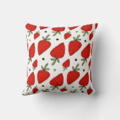 赤いイチゴ漫画のシームレスなパターン クッション (裏面)