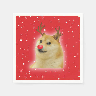 赤いイヌのクリスマス Meme カード Doge Dogright Doggo スタンダードカクテルナプキン