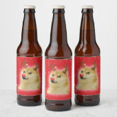 赤いイヌのクリスマス Meme カード Doge Dogright Doggo ビールラベル (ボトル)