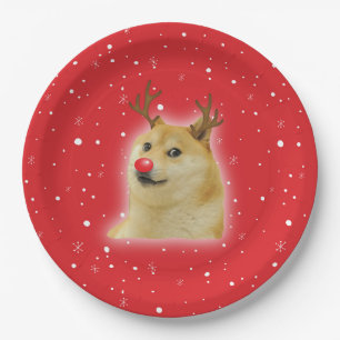 赤いイヌのクリスマス Meme カード Doge Dogright Doggo ペーパープレート