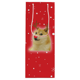 赤いイヌのクリスマス Meme カード Doge Dogright Doggo ワインギフトバッグ