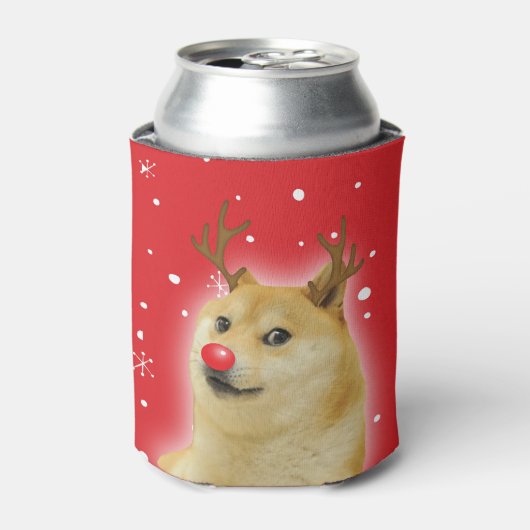 赤いイヌのクリスマス Meme カード Doge Dogright Doggo 缶クーラー (缶正面)