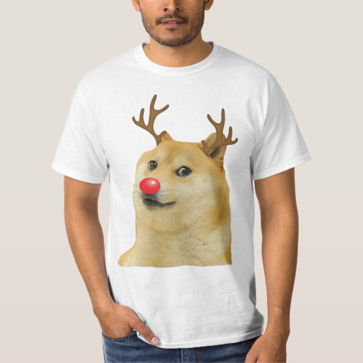 赤いイヌのクリスマス Meme カード Doge Dogright Doggo Tシャツ (正面)