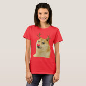 赤いイヌのクリスマス Meme カード Doge Dogright Doggo Tシャツ (正面フル)