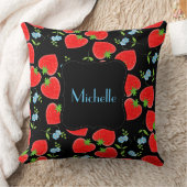 赤いイモノグラムのチゴと青い忘れ形 クッション (ブランケット)