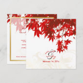 赤いイロハカエルの秋の結婚式/DIY背景色 招待状 (正面/裏面)