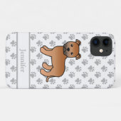 赤いイングリッシュ・スタッフィー かわいいキャラクター 犬+名前 Case-Mate iPhoneケース (裏面(横))