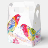赤いインコのウェディングケーキ ファヴォリーボックス ロゼラ鳥 フェイバーボックス (オープン)