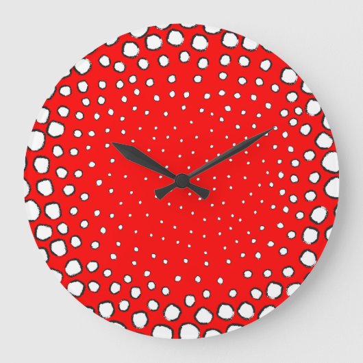 赤いインスパイアキジの鳥の羽で ラージ壁時計 (正面)