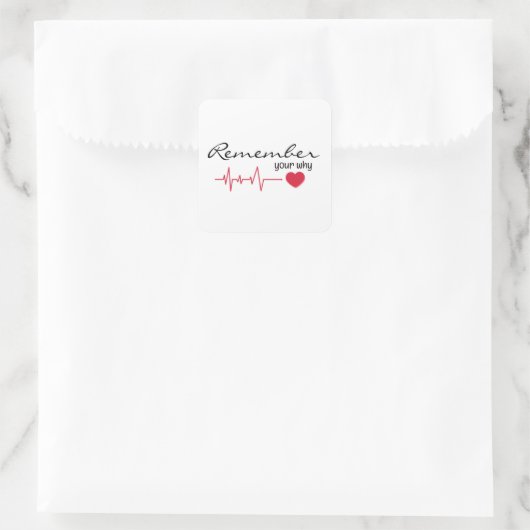 赤いインスパイア心拍の引用文 スクエアシール (バッグ)