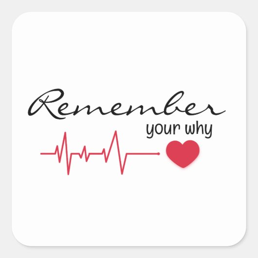 赤いインスパイア心拍の引用文 スクエアシール (正面)