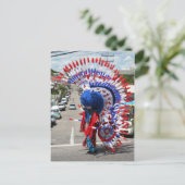 赤いインディアンの衣装伝統的、Mas、カーニバル ポストカード (スタンド正面)