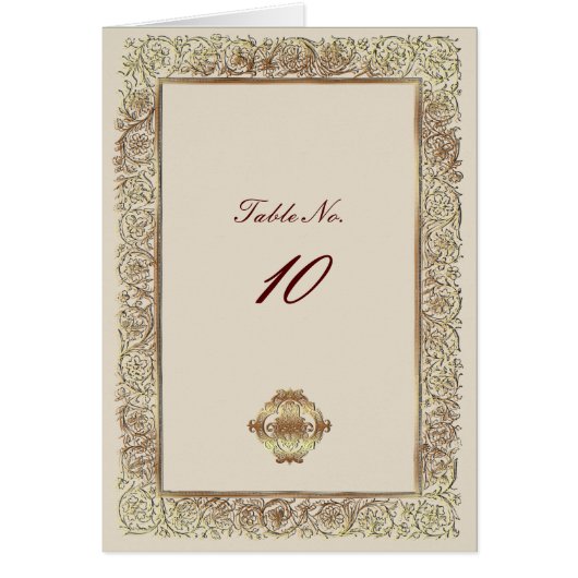 赤いインディアン結婚のカード – テーブル番号カード (正面)