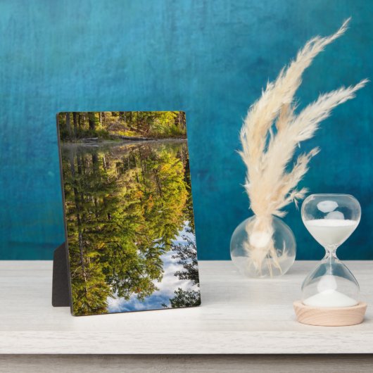 赤いイーグル池の反射 |白い山 フォトプラーク (側面)