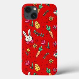 赤いイースターパターン電話ケース iPhone 13ケース