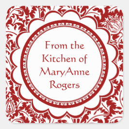 赤いウィリアム・モリスの缶詰になる瓶の食糧ラベル スクエアシール