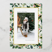 赤いウィンターベリーと様々な離れクリスマス 箔シーズンカード (正面)