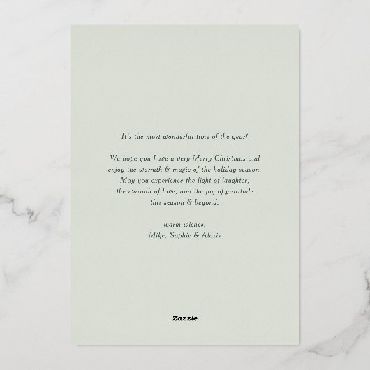 赤いウィンターベリーと様々な離れクリスマス 箔シーズンカード (裏面)