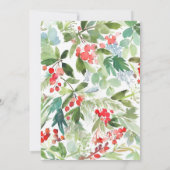 赤いウインターベリーとジュニパーのリースのホリデーパーティー 招待状 (裏面)