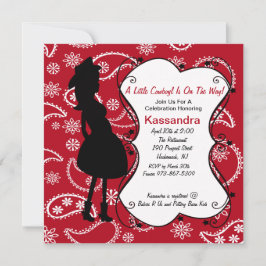 赤いウェスタンの母親の赤ちゃんシャワー招待状 招待状