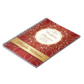 赤いウェディングプランナーのノートの金渦巻 ノートブック (左側)