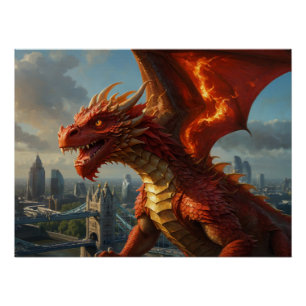 赤いウェールズのドラゴンがロンドンを恐怖に陥れる ポスター