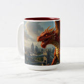 赤いウェールズの竜がロンドンを脅かす ツートーンマグカップ (正面左)