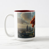 赤いウェールズの竜がロンドンを脅かす ツートーンマグカップ (左)